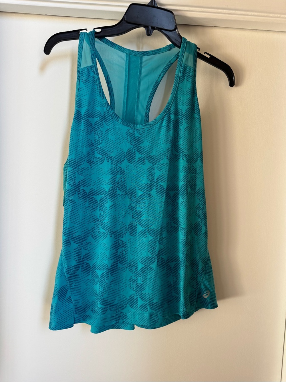 ASICS Teal Printed Racerback Running Tank Estimated Medium
